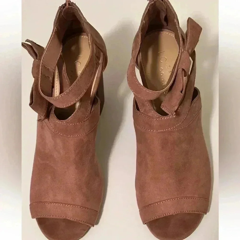 Lauren Conrad Block Heels Mauve Pink Suede Size 8 EUC